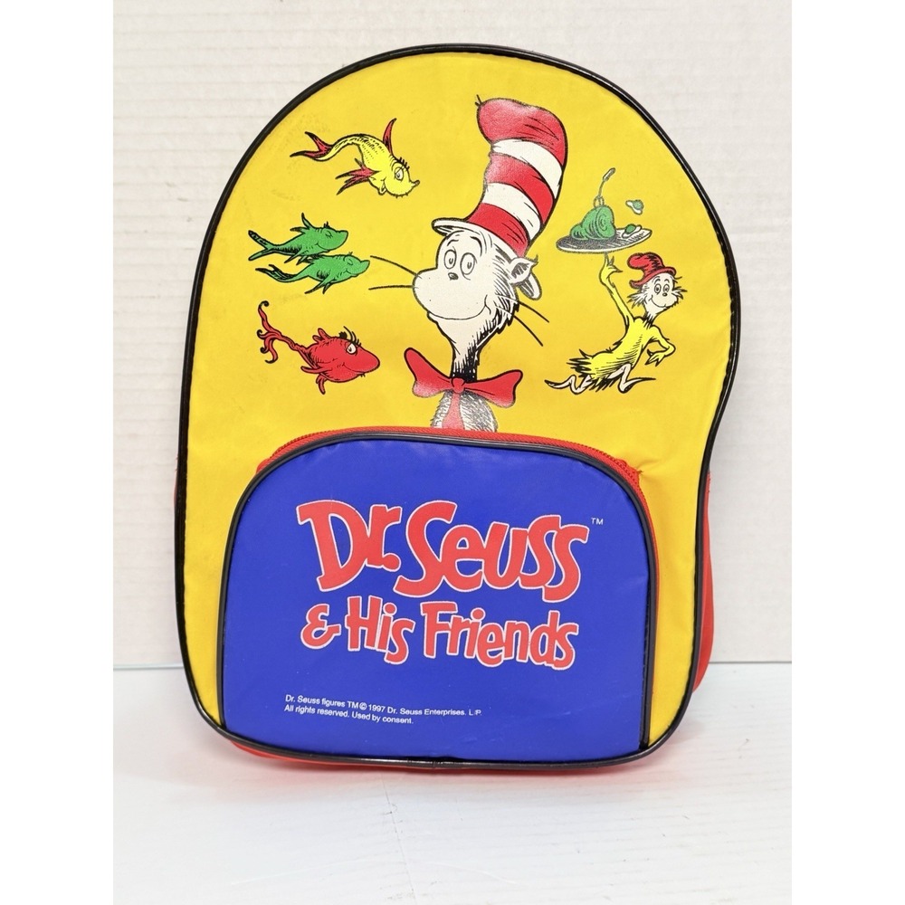 Vintage 1997 Dr Seuss & His Friends Kids Backpack Cat In The‎ Hat Book Bag